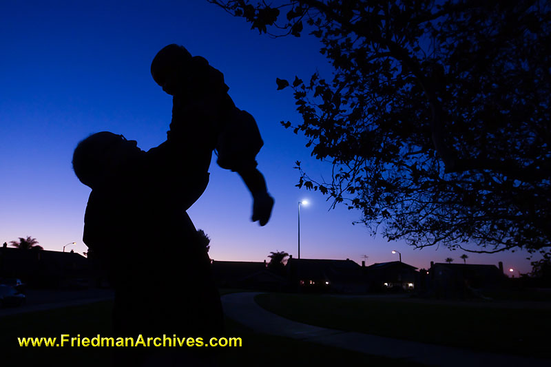 proud,father,joy,newborn,son,parenting,celebration,airborne,dusk,blue,silhouette,